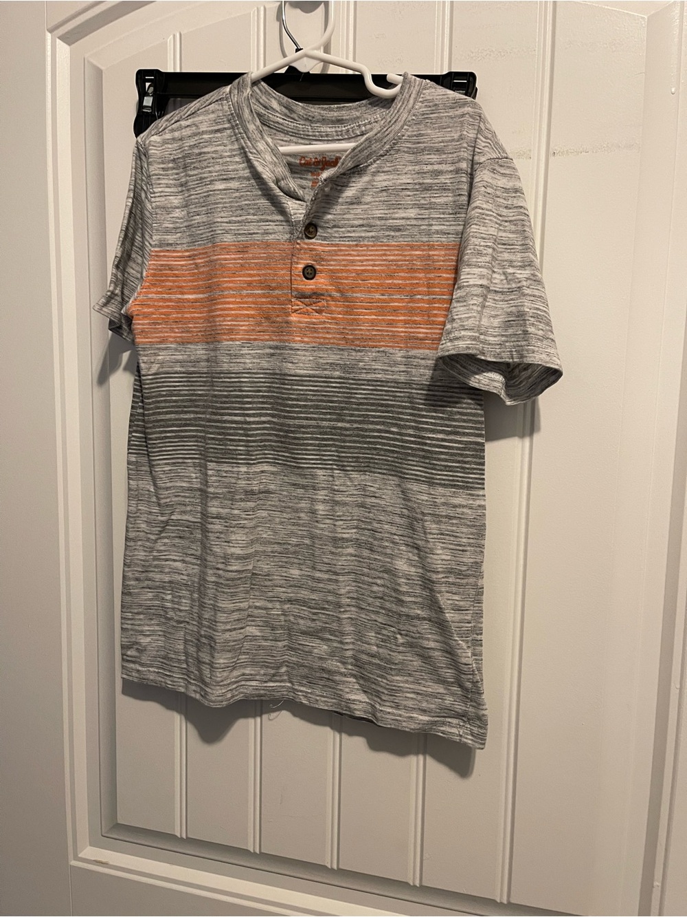 Cat and Jack Kids Short Sleeve Henley Shirt with Orange Stripe